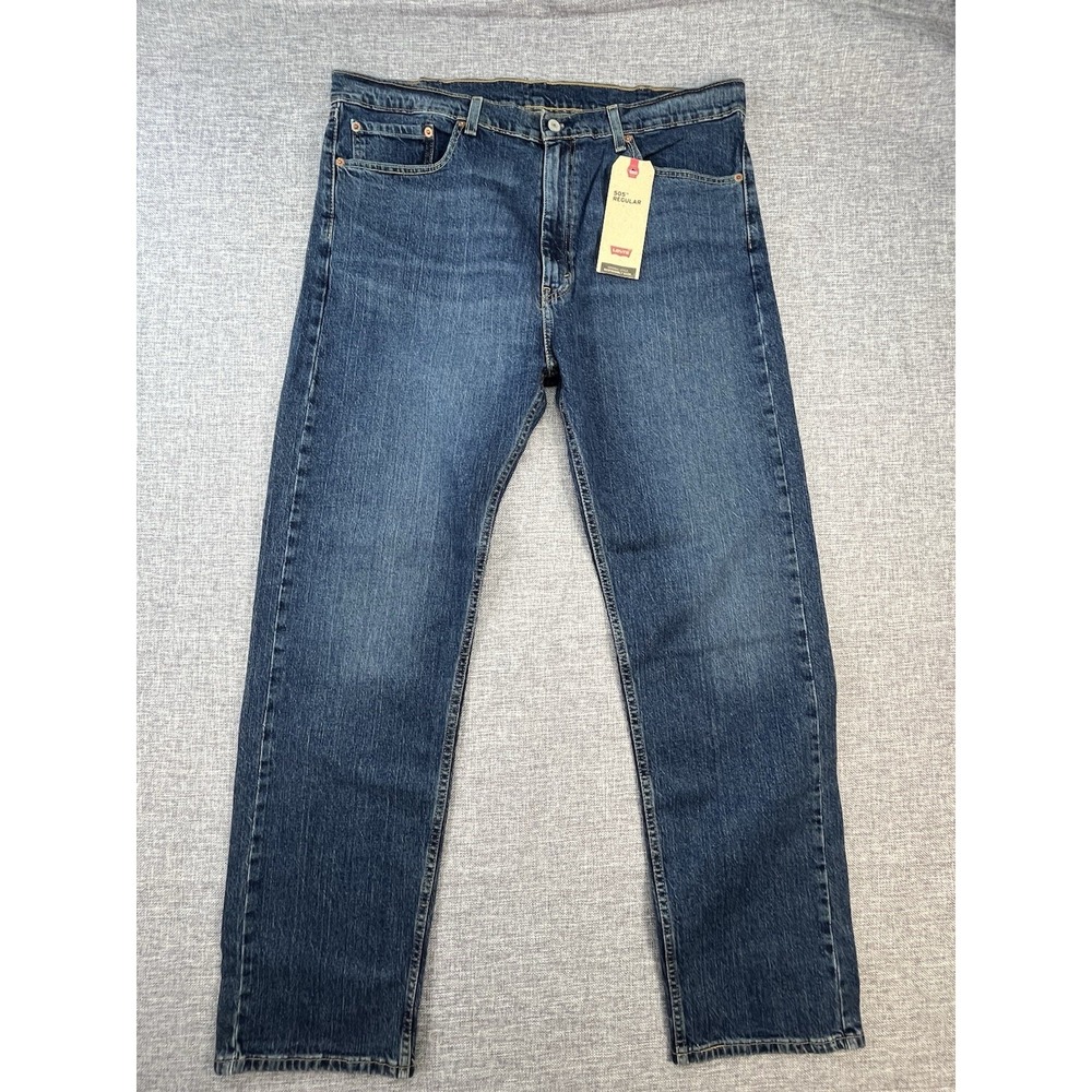 Levis 505 Regular Jeans Mens Size 40x32 Stretch Straight Leg Medium Wash Blue